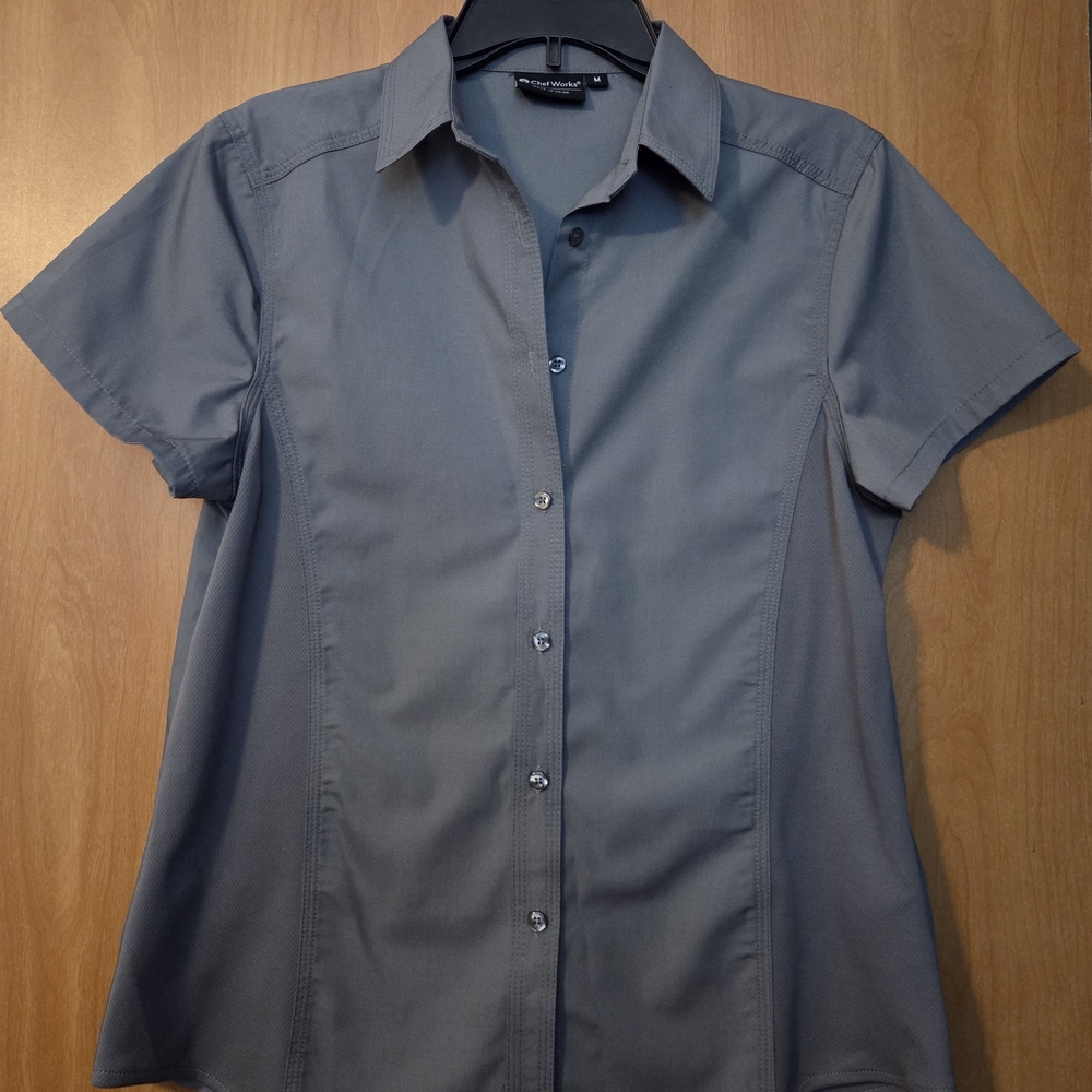 Chef Works Sophisticated Women's Gray Button-Down Shirt